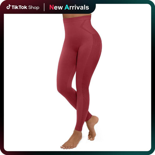 Feelingirl Essentials High-Waisted Shaping Leggings Pants - Seamless 360° Stretch, Anti-Slip Silicone Waistband, Slimming Tummy Control, Black, Nylon Spandex Blend