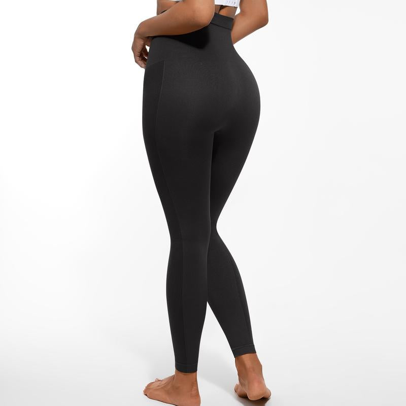 Feelingirl Essentials High-Waisted Shaping Leggings Pants - Seamless 360° Stretch, Anti-Slip Silicone Waistband, Slimming Tummy Control, Black, Nylon Spandex Blend