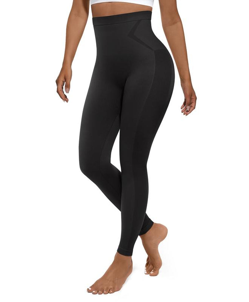 Feelingirl Essentials High-Waisted Shaping Leggings Pants - Seamless 360° Stretch, Anti-Slip Silicone Waistband, Slimming Tummy Control, Black, Nylon Spandex Blend