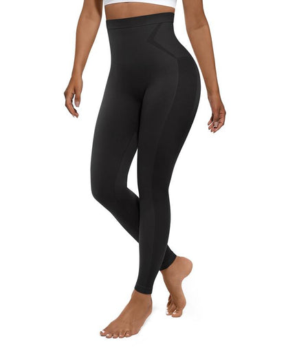Feelingirl Essentials High-Waisted Shaping Leggings Pants - Seamless 360° Stretch, Anti-Slip Silicone Waistband, Slimming Tummy Control, Black, Nylon Spandex Blend