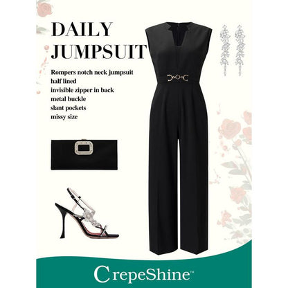 Women'S Black Polyester Jumpsuit for All Occasions - Fit