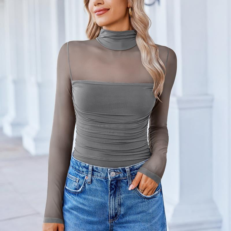 Avidlove Women Long Sleeve Bodysuit Turtle Neck Shapewear Body Suits Mesh One Piece Leotard Shirt Going Out Tops Fall Outfits