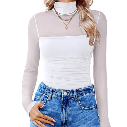 Avidlove Women Long Sleeve Bodysuit Turtle Neck Shapewear Body Suits Mesh One Piece Leotard Shirt Going Out Tops Fall Outfits