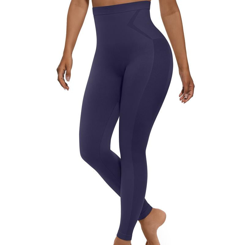 Feelingirl Essentials High-Waisted Shaping Leggings Pants - Seamless 360° Stretch, Anti-Slip Silicone Waistband, Slimming Tummy Control, Black, Nylon Spandex Blend