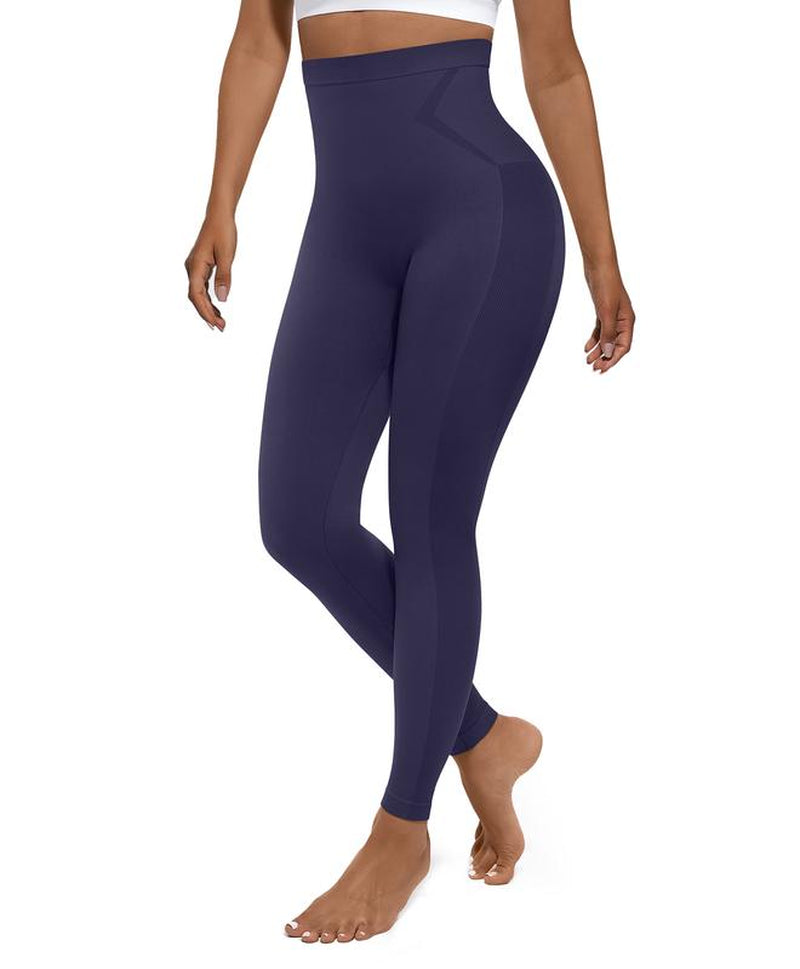 Feelingirl Essentials High-Waisted Shaping Leggings Pants - Seamless 360° Stretch, Anti-Slip Silicone Waistband, Slimming Tummy Control, Black, Nylon Spandex Blend