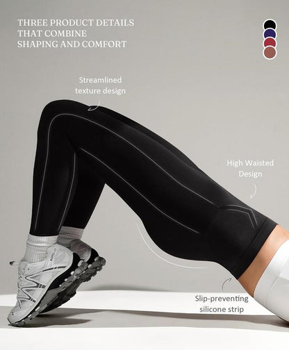 Feelingirl Essentials High-Waisted Shaping Leggings Pants - Seamless 360° Stretch, Anti-Slip Silicone Waistband, Slimming Tummy Control, Black, Nylon Spandex Blend