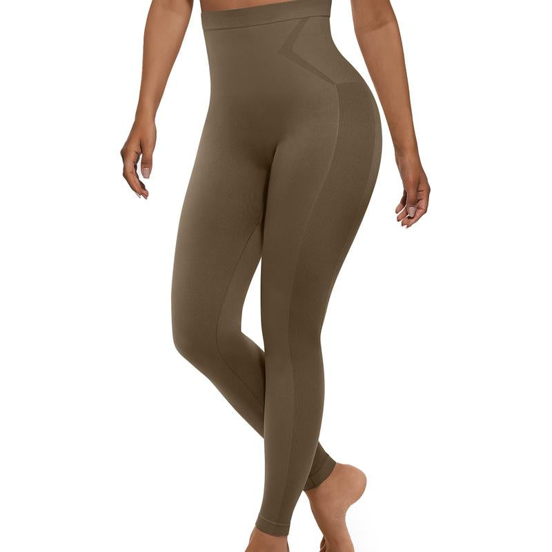 Feelingirl Essentials High-Waisted Shaping Leggings Pants - Seamless 360° Stretch, Anti-Slip Silicone Waistband, Slimming Tummy Control, Black, Nylon Spandex Blend