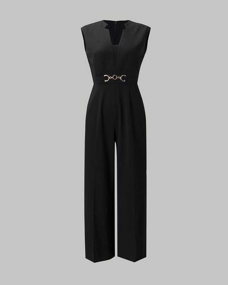 Women'S Black Polyester Jumpsuit for All Occasions - Fit