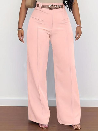 Women'S Plain Pocket Wide Leg Pants, Casual Comfy Trousers for Spring & Fall, Women'S Bottoms for Daily Wear