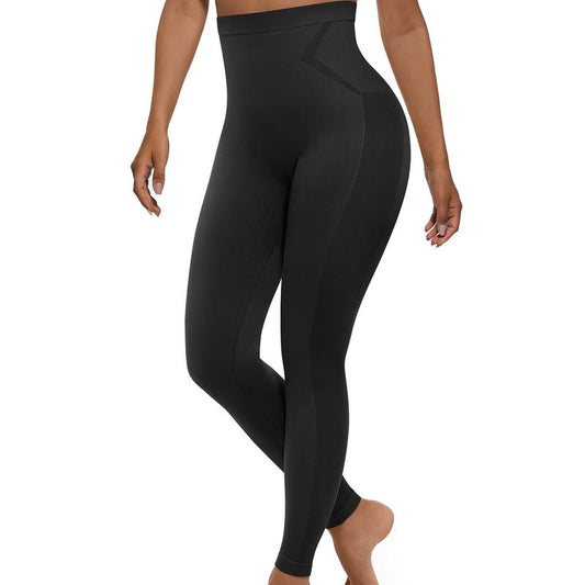 Feelingirl Essentials High-Waisted Shaping Leggings Pants - Seamless 360° Stretch, Anti-Slip Silicone Waistband, Slimming Tummy Control, Black, Nylon Spandex Blend